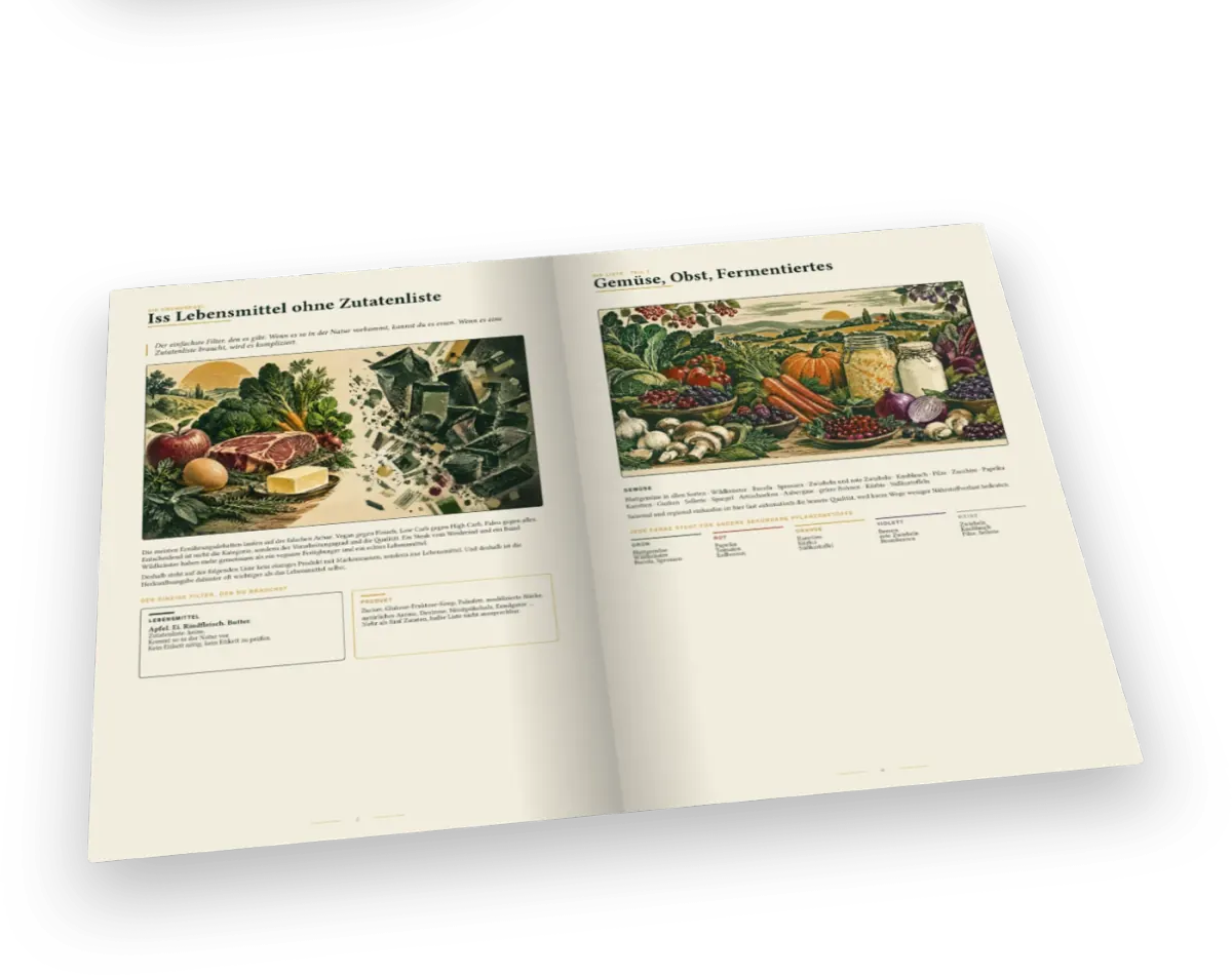 Was essen, wo kaufen, aufgeschlagene Doppelseite